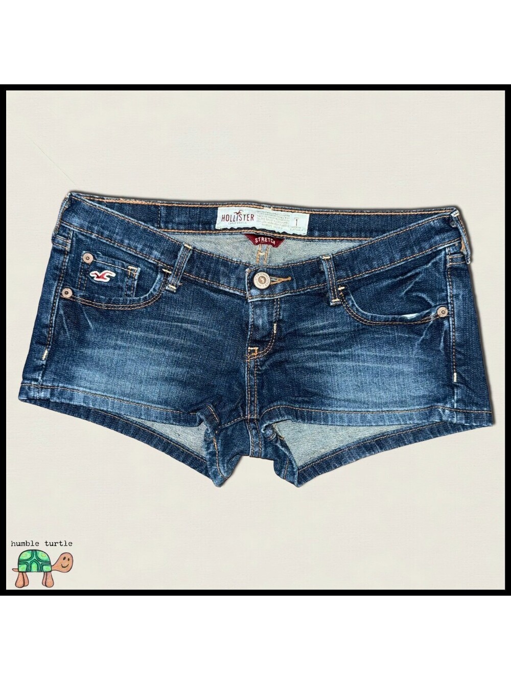 Vintage Hollister Y2K Women's Denim Low-rise Stretch Mini Short Shorts | Size 1